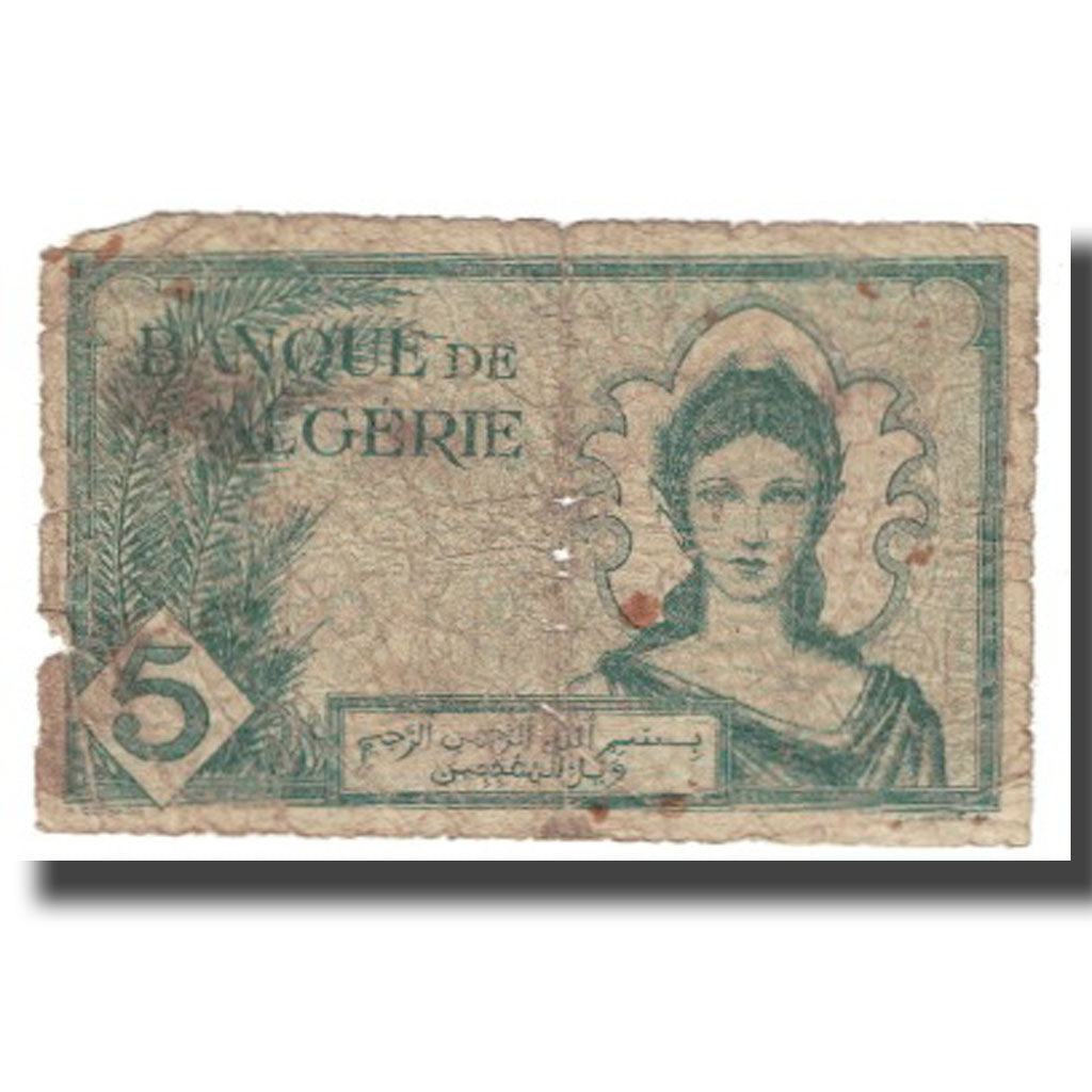 Banknote, Algeria, 5 Francs, 1942, 1942-11-16, KM:91, AG(1-3)