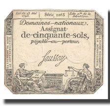 France, 50 Sols, 1793, 23.5.1793, TTB, KM:A70a