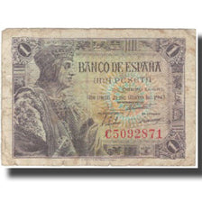 Banknote, Spain, 1 Peseta, 1943, 1943-05-21, KM:126a, VF(20-25)