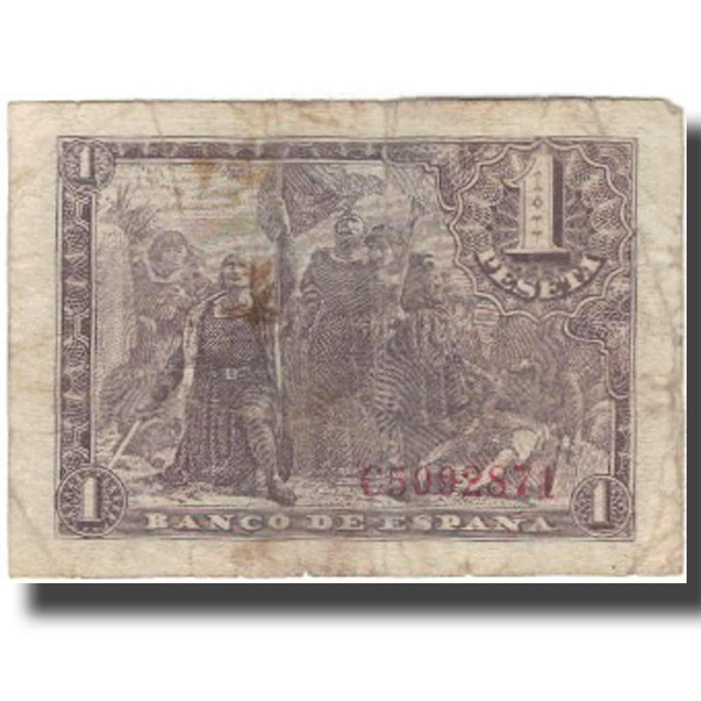 Banknote, Spain, 1 Peseta, 1943, 1943-05-21, KM:126a, VF(20-25)