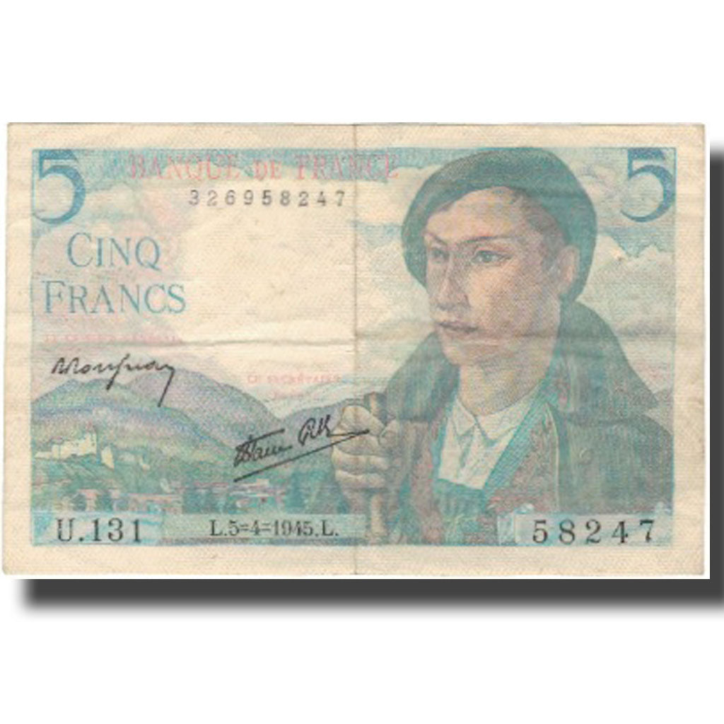 France, 5 Francs, Berger, 1945, 1945-04-05, EF(40-45), KM:98a