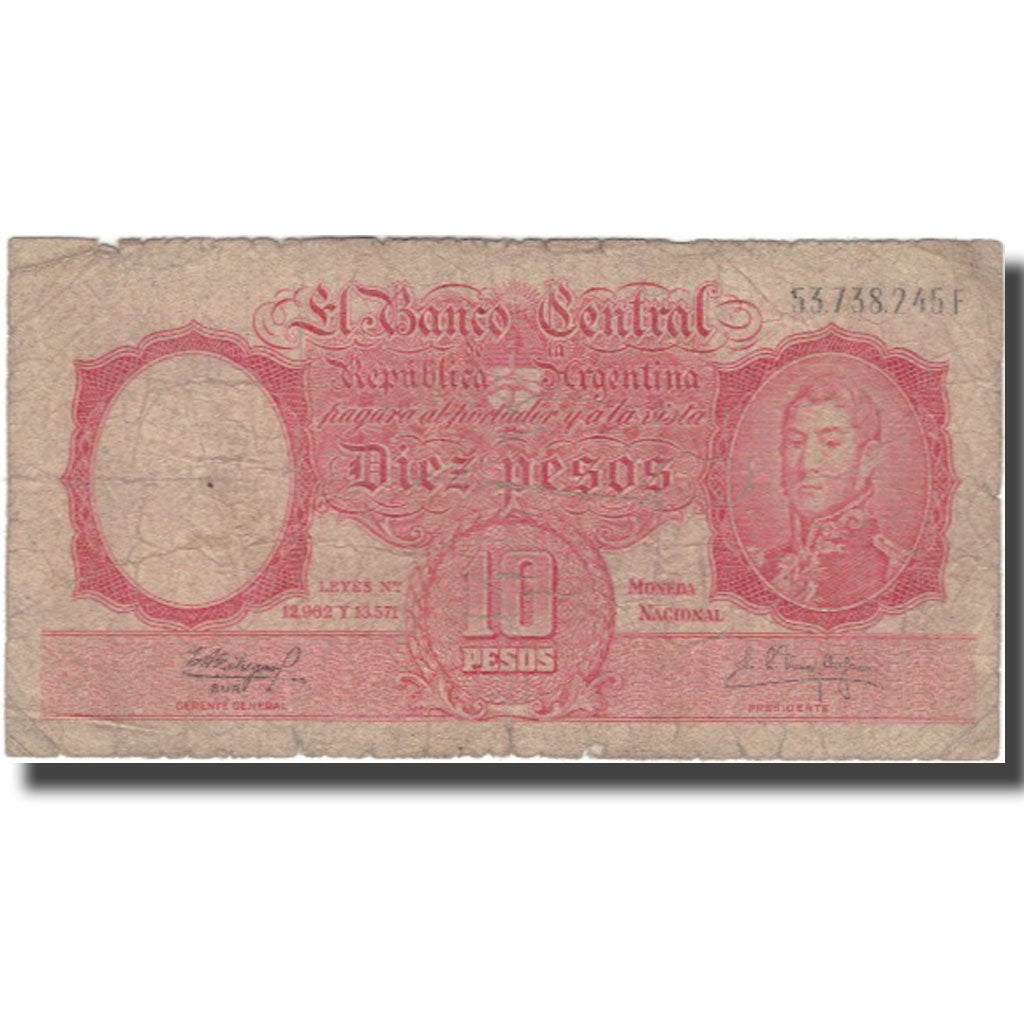 Banknot, Argentina, 10 Pesos, KM:265a, VG(8-10)