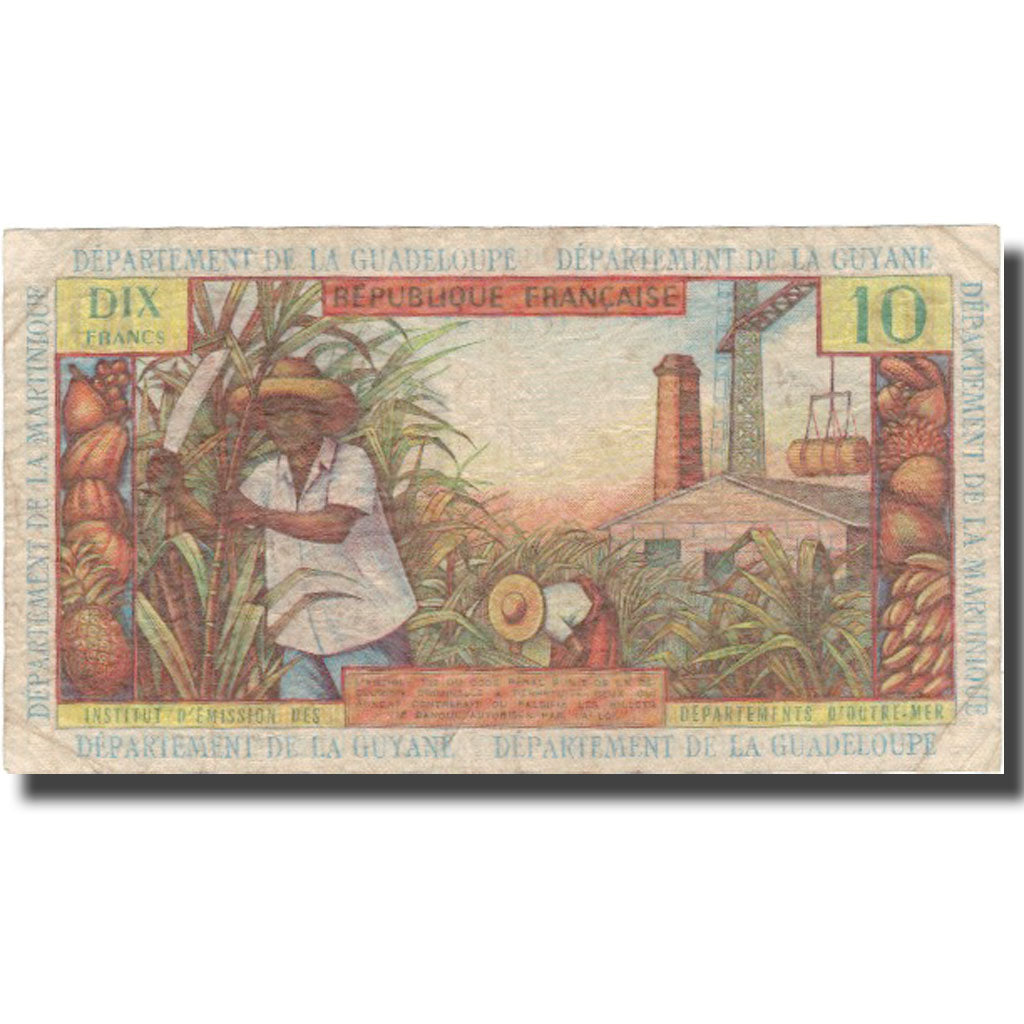 Banknote, French Antilles, 10 Francs, Undated (1964), KM:8b, VF(30-35)