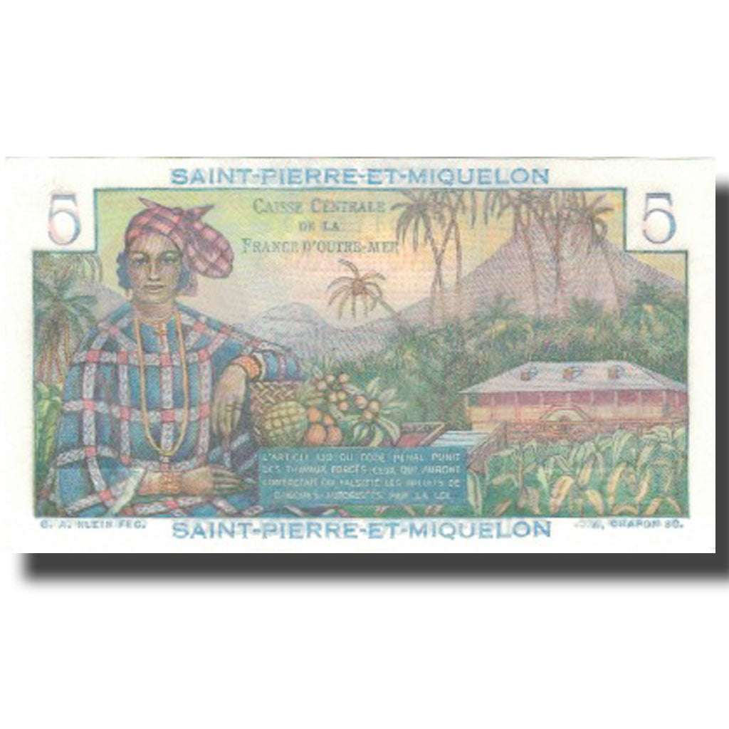 Banknote, Saint Pierre and Miquelon, 5 Francs, KM:22, UNC(65-70)