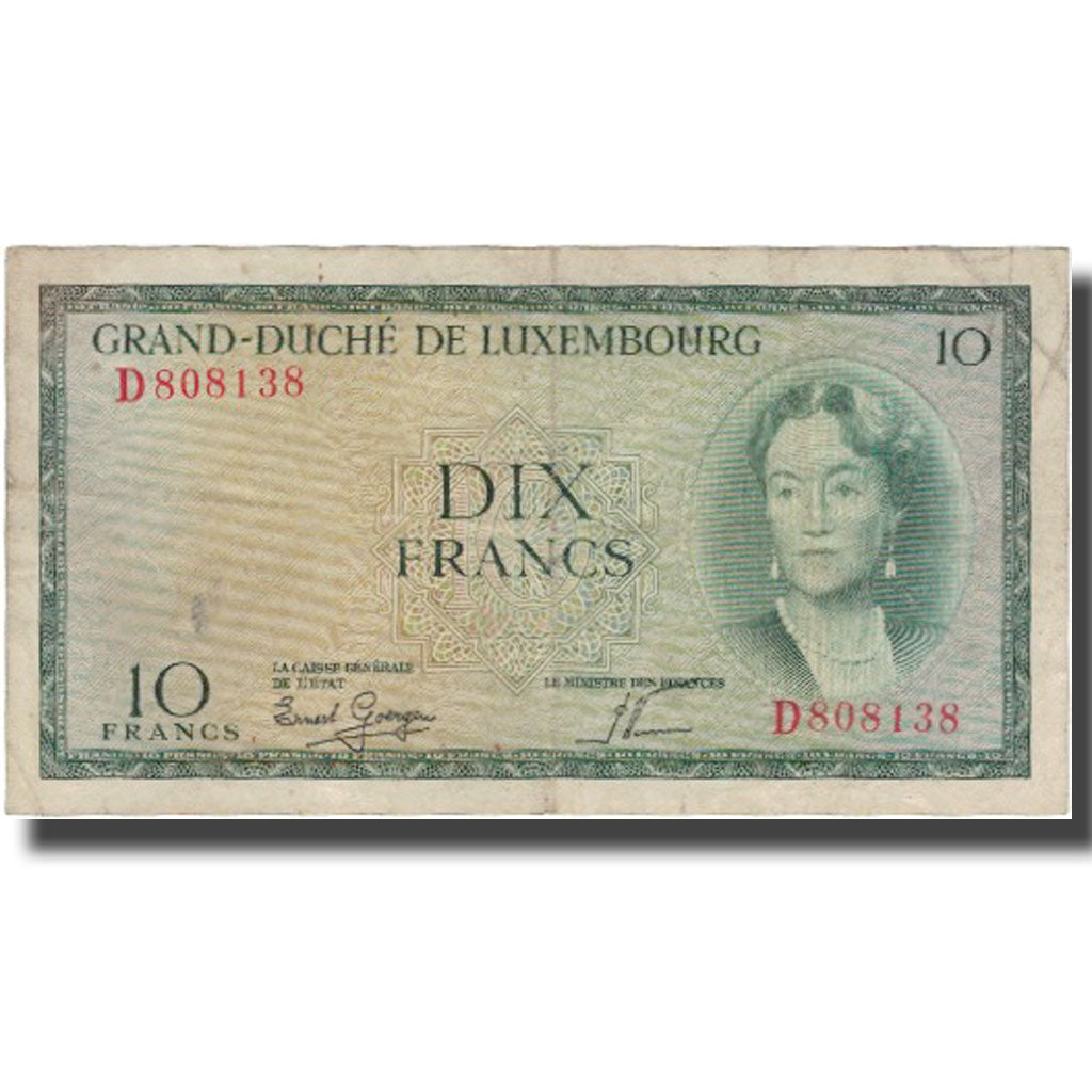 Banknote, Luxembourg, 10 Francs, Undated (1954), KM:48a, VF(30-35)