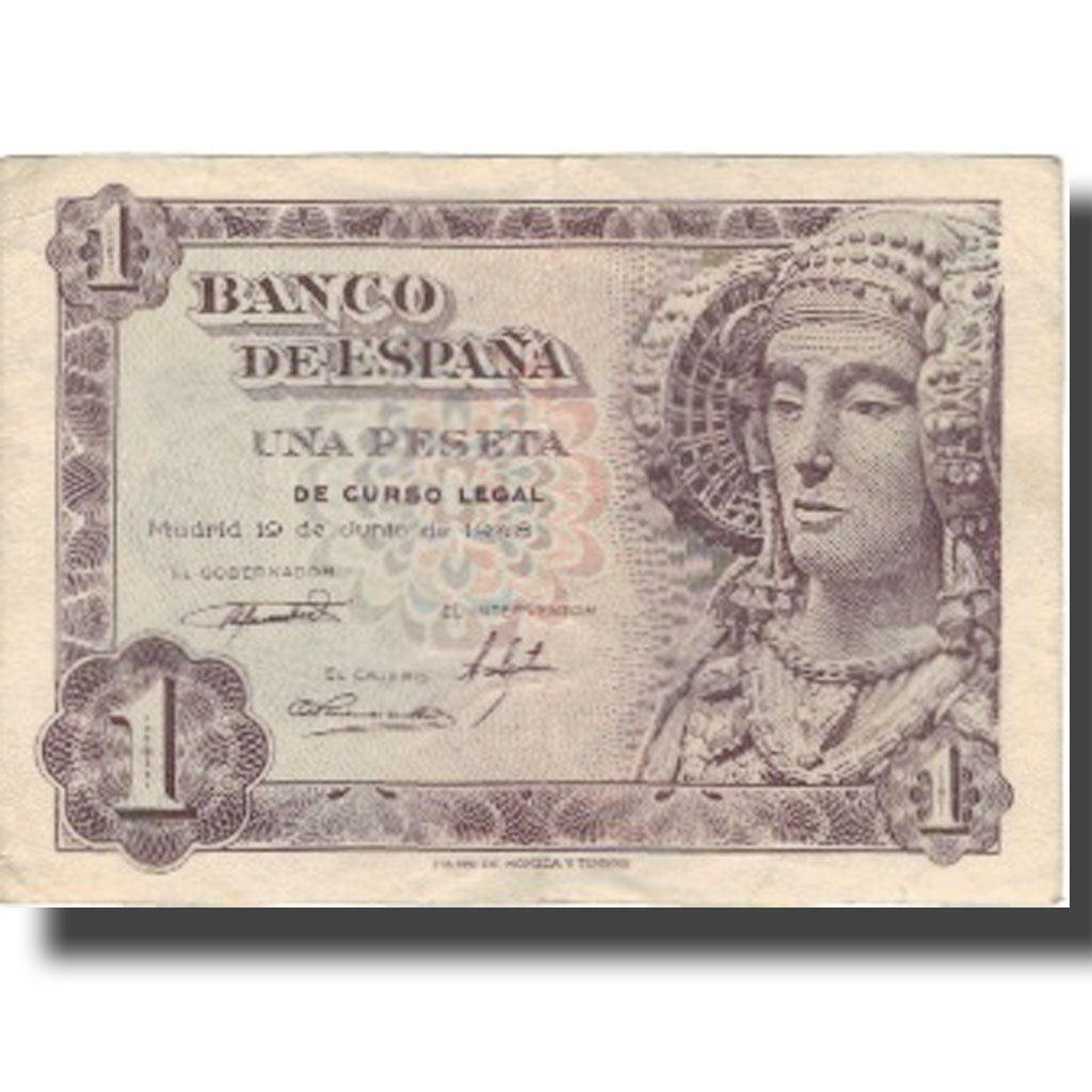 Banknote, Spain, 1 Peseta, 1948, 1948-06-19, KM:135a, EF(40-45)