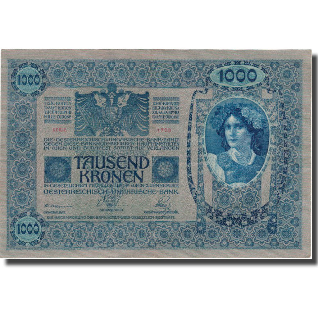 Banknote, Austria, 1000 Kronen, 1902, 1902-01-02, KM:8b, AU(50-53)