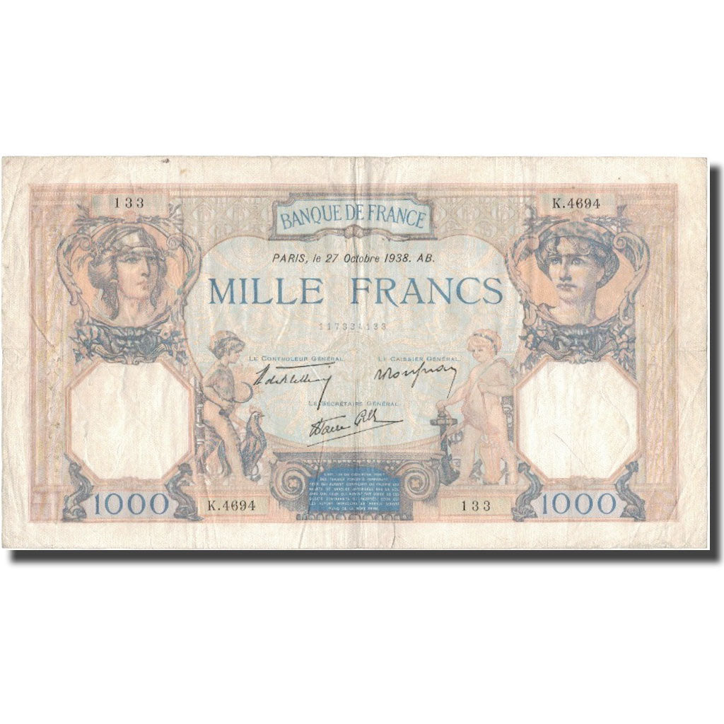 Frankreich, 1000 Francs, Cérès et Mercure, 1938, 1938-10-27, SS