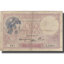 Francia, 5 Francs, Violet, 1939, 1939-10-05, MB, Fayette:4.11, KM:83