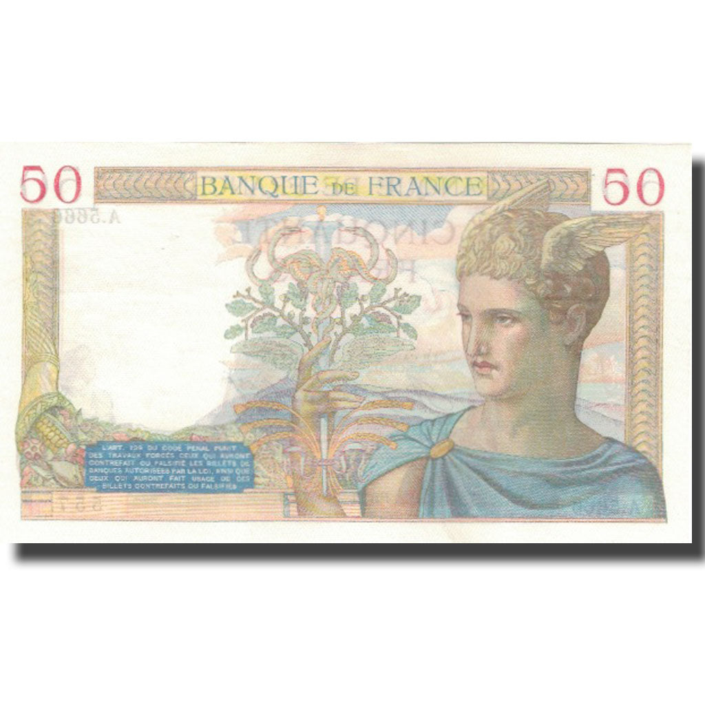 France, 50 Francs, Cérès, 1937, 1937-02-11, SUP+, Fayette:17.34, KM:81