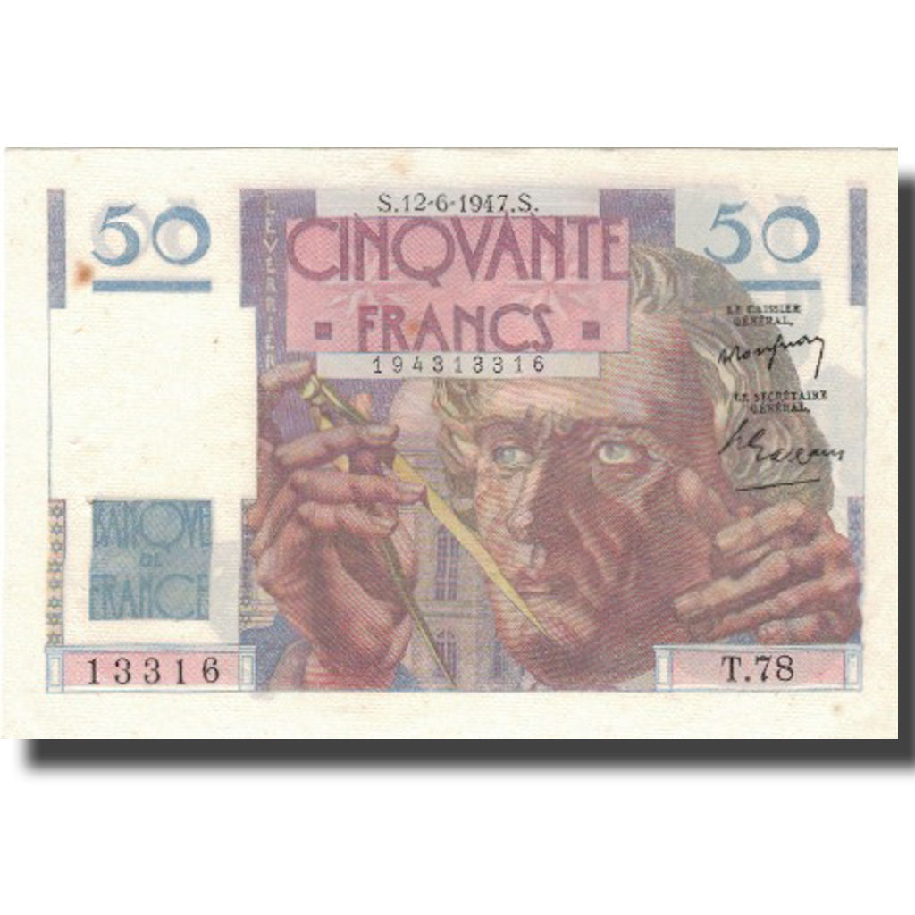 Francia, 50 Francs, Le Verrier, 1947, 1947-06-12, EBC+, Fayette:20.8, KM:127b