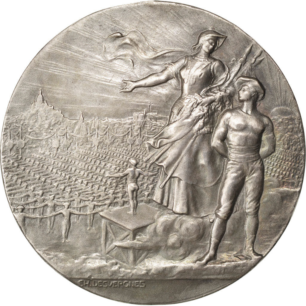 France, Medal, French Third Republic, Sports & leisure, 1901, AU(55-58), Silver