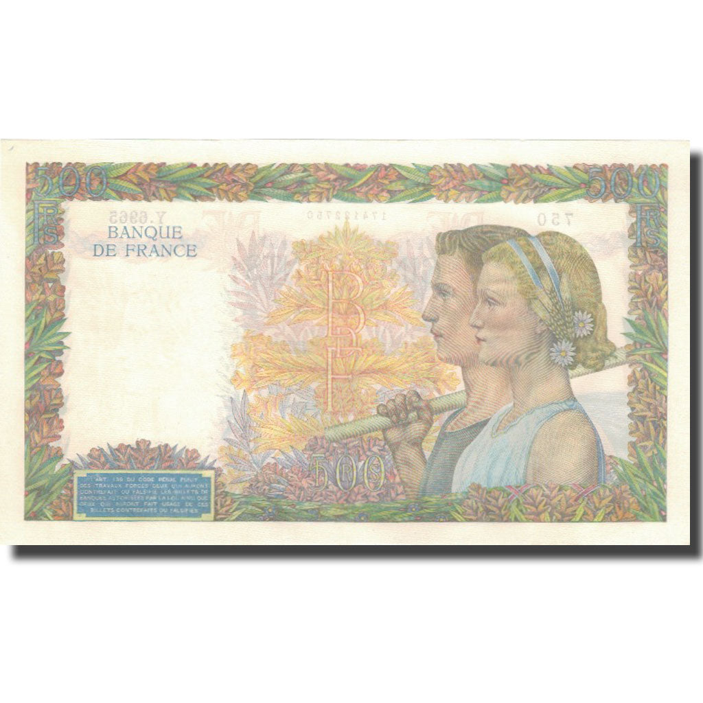 France, 500 Francs, La Paix, 1942, 1942-10-01, UNC(65-70), Fayette:32.41, KM:95b