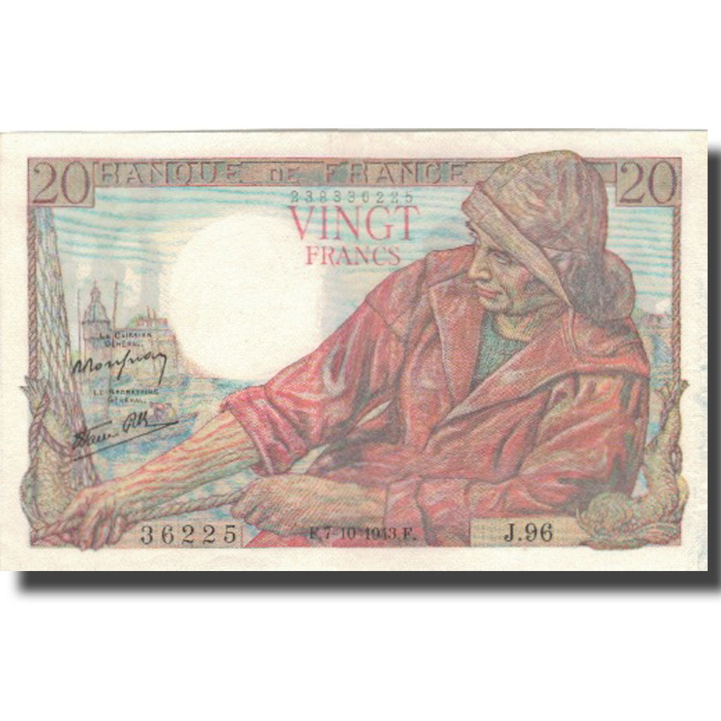Francja, 20 Francs, Pêcheur, 1943, 1943-10-07, UNC(60-62), Fayette:13.7