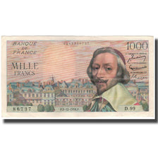 França, 1000 Francs, Richelieu, 1954, 1954-12-02, AU(55-58), Fayette:42.9