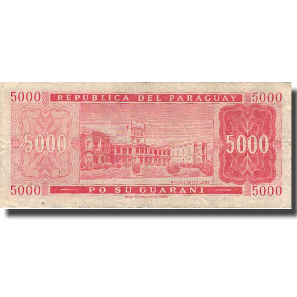 Billete, 5000 Guaranies, 1952, Paraguay, 1952-03-25, KM:208, MBC