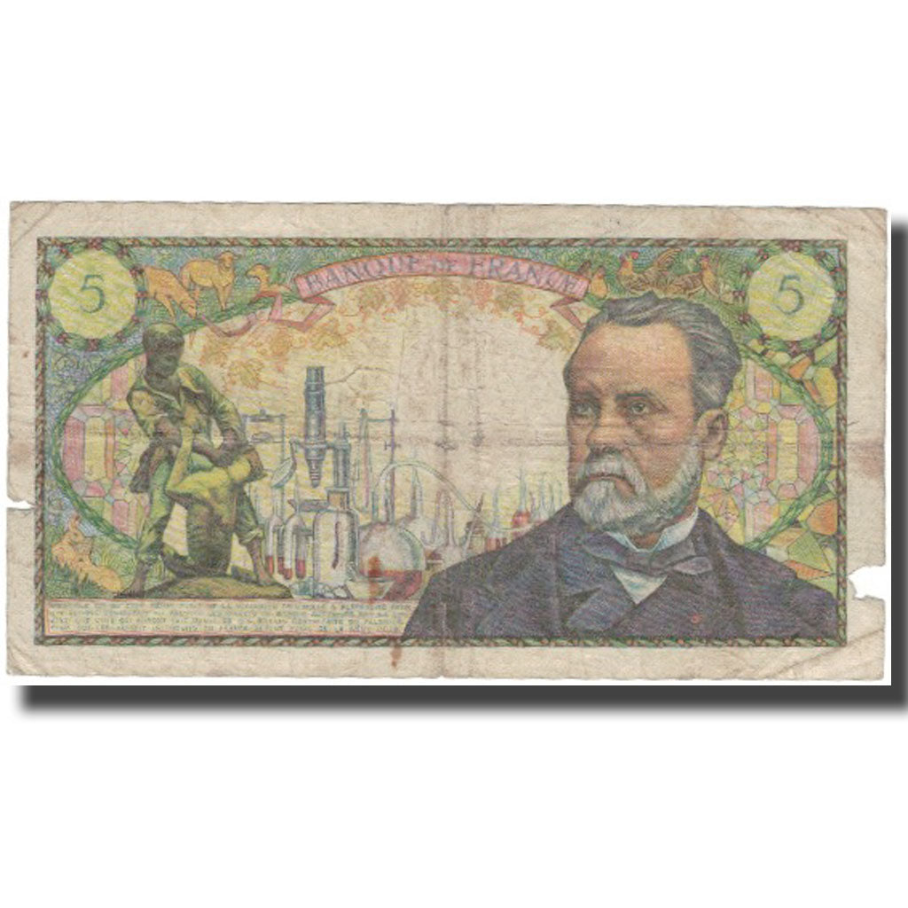 France, 5 Francs, Pasteur, 1966, 1966-05-05, VG(8-10), Fayette:61.1, KM:146a