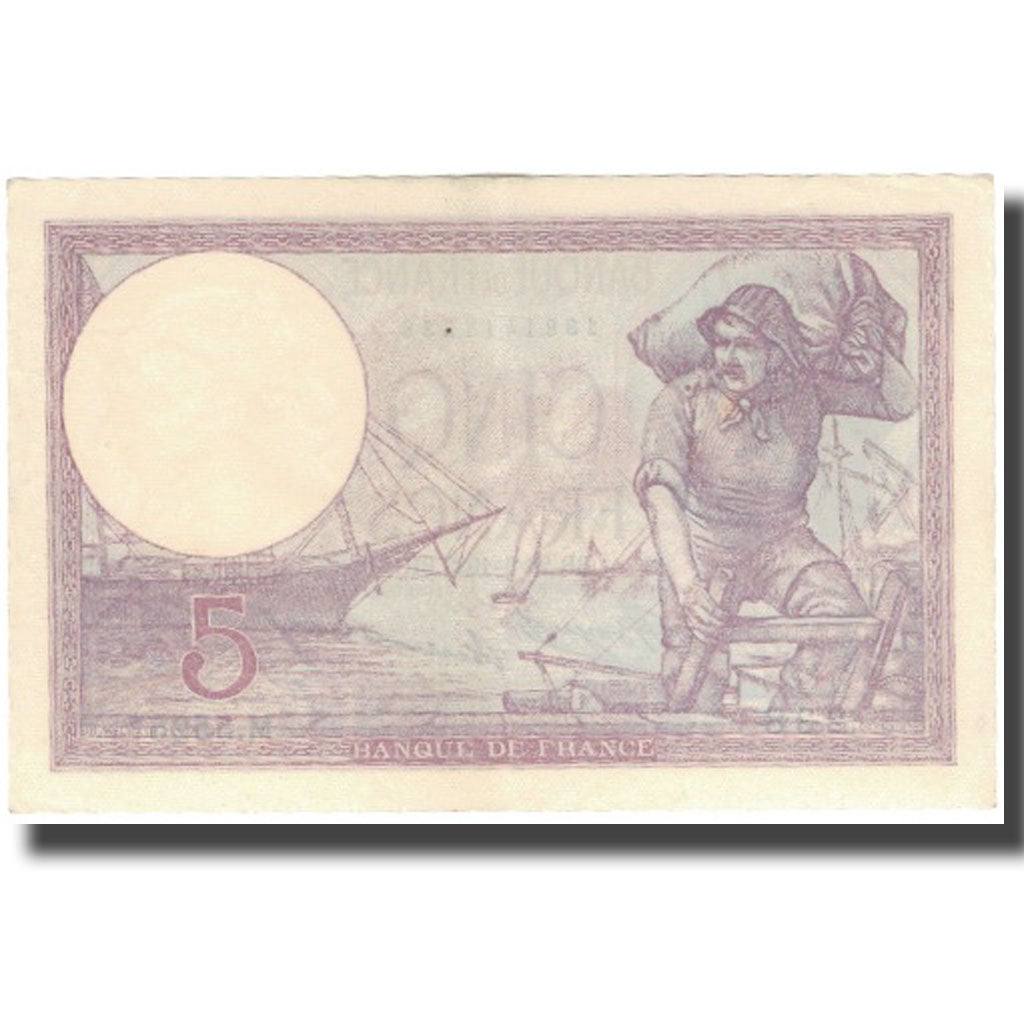 France, 5 Francs, Violet, 1933, 1933-05-26, UNC(63), Fayette:3.17, KM:72e