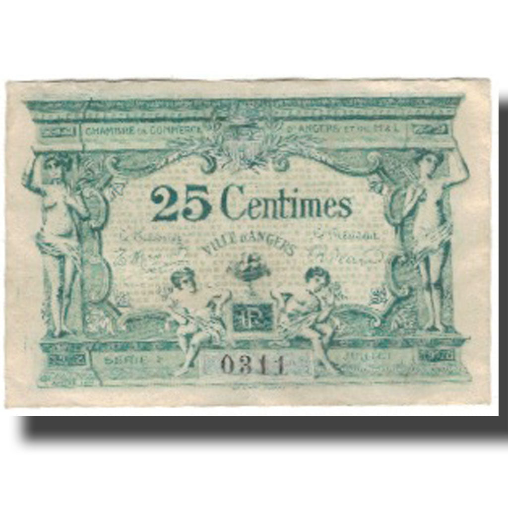 France, Angers, 25 Centimes, 1915, VF(30-35), Pirot:8-8