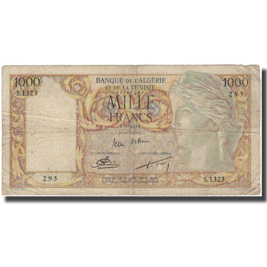 Banknote, Algeria, 1000 Francs, 1954, 1954-03-03, KM:107b, VF(20-25)