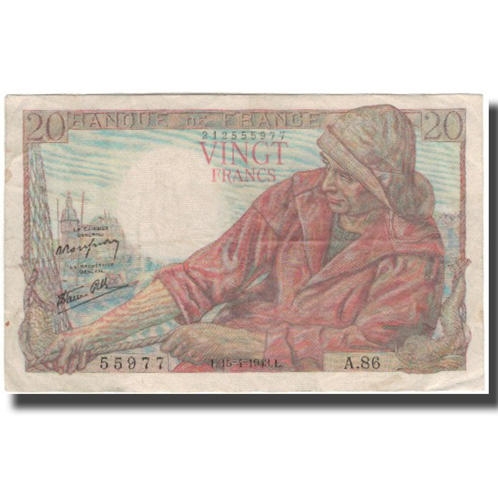Frankreich, 20 Francs, Pêcheur, 1942, 1942-09-24, SS, Fayette:13.6, KM:100a