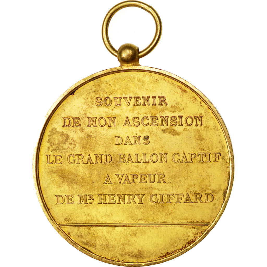 France, Medal, Paris Commune, Aviation, 1878, EF(40-45), Bronze