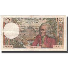 França, 10 Francs, Voltaire, 1969, 1969-01-02, EF(40-45), Fayette:62.36