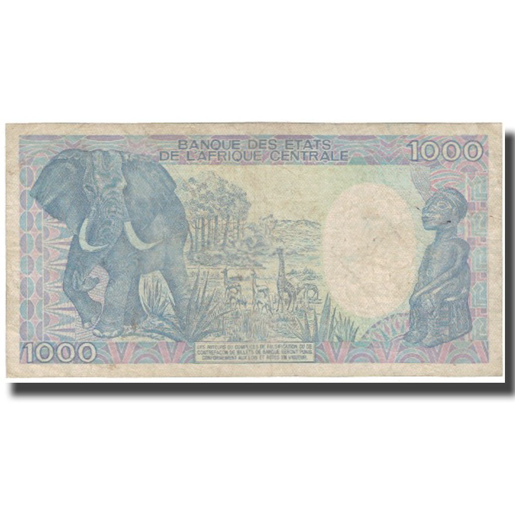 Banknote, Gabon, 1000 Francs, 1991, 1991-01-01, KM:10b, VF(20-25)