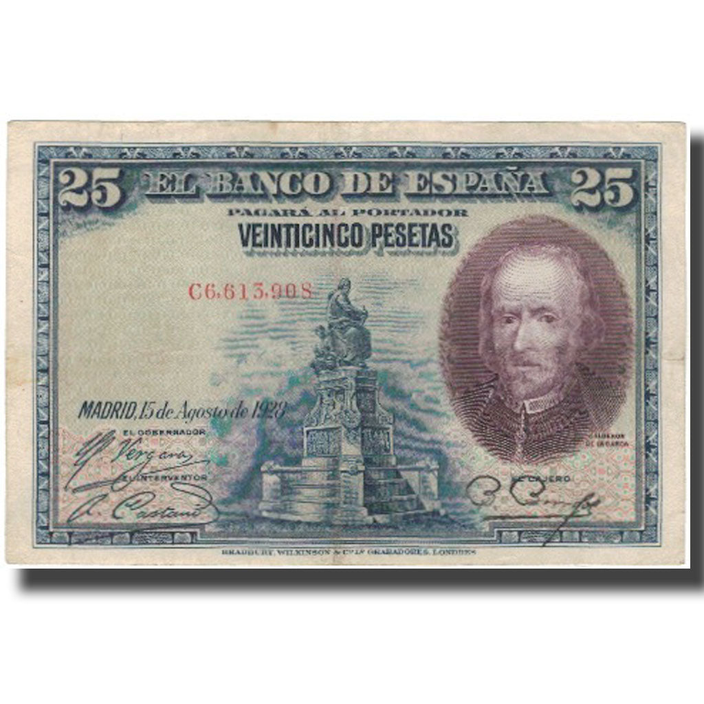 Banconote, Spagna, 25 Pesetas, 1928, 1928-08-15, KM:74b, BB