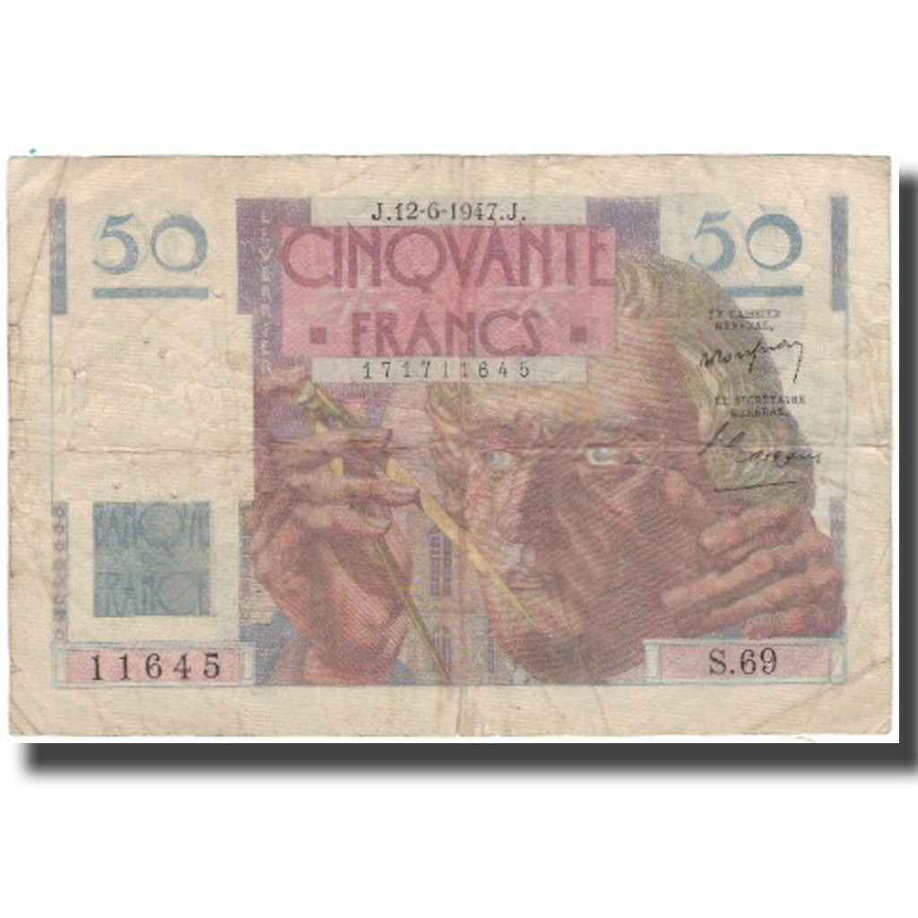 Francja, 50 Francs, Le Verrier, 1947, 1947-06-12, F(12-15), Fayette:20.8