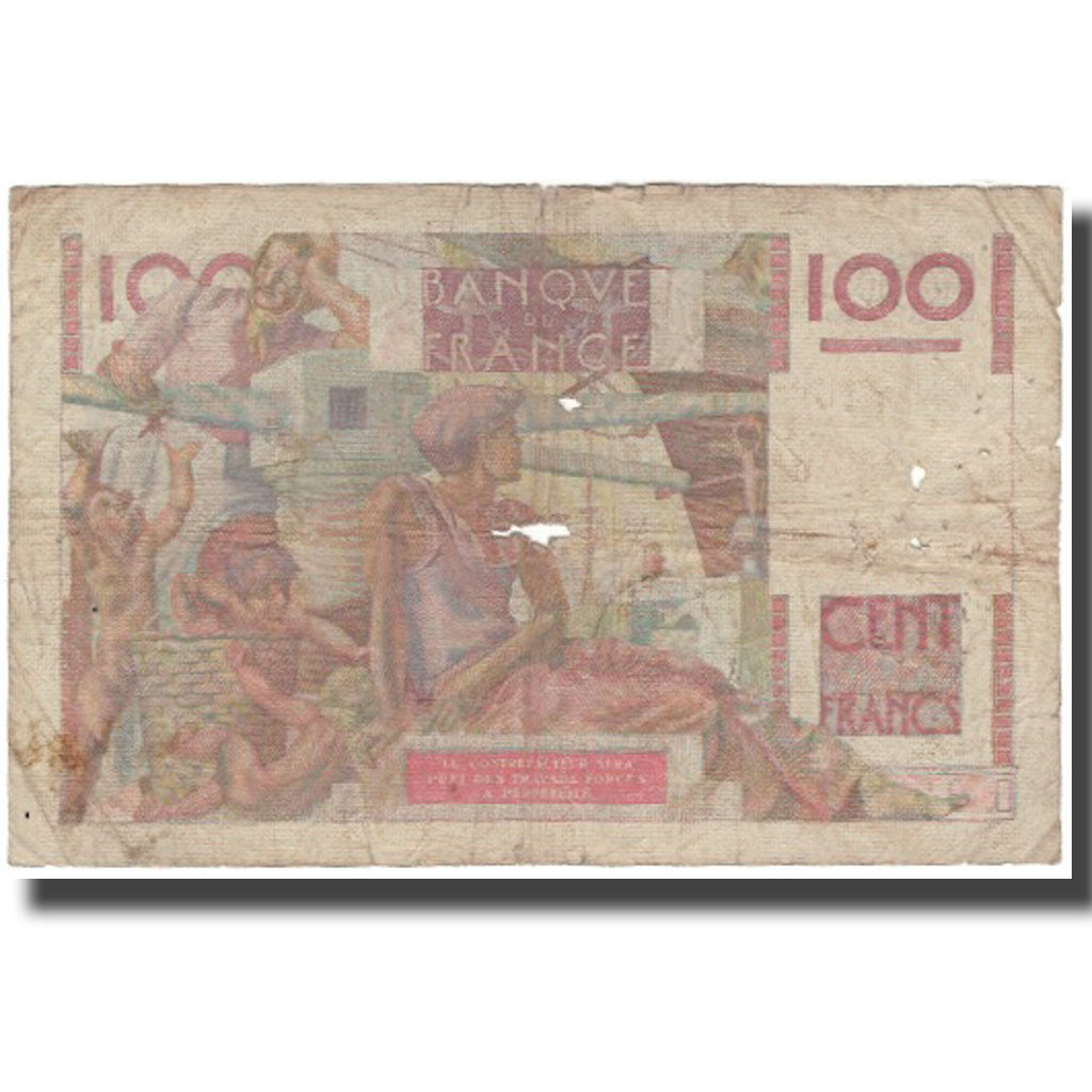 France, 100 Francs, Jeune Paysan, 1946, 1946-11-21, VG(8-10), Fayette:28.11