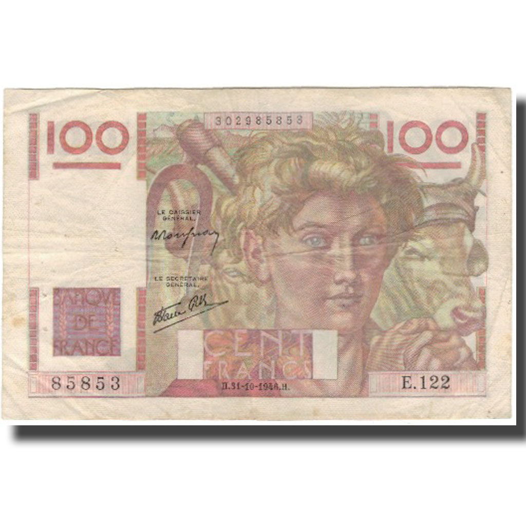 Francia, 100 Francs, Jeune Paysan, 1946, 1946-10-31, BB, Fayette:28.10, KM:128a