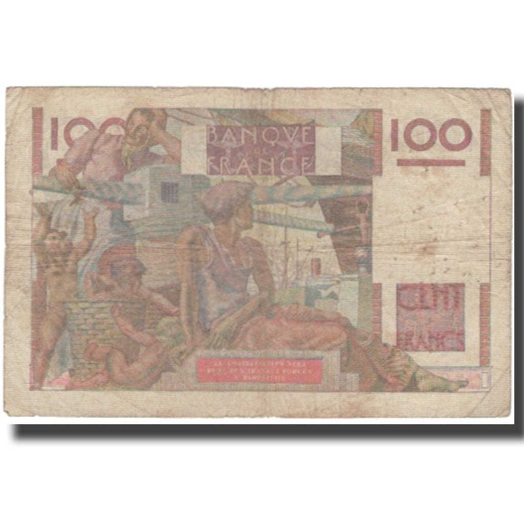 France, 100 Francs, Jeune Paysan, 1949, 1949-02-17, VF(20-25), Fayette:28.22