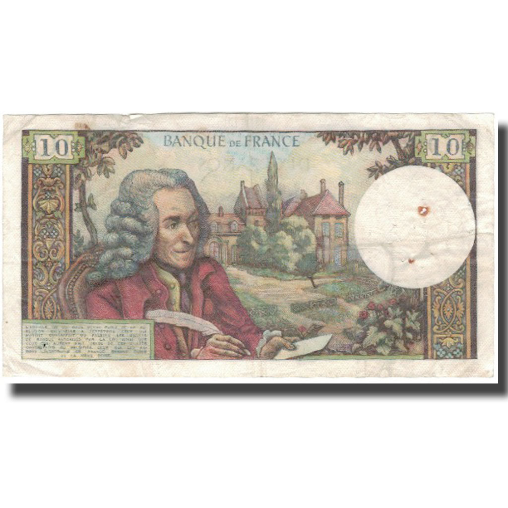 France, 10 Francs, Voltaire, 1970, 1970-07-02, VF(30-35), Fayette:62.45, KM:147c