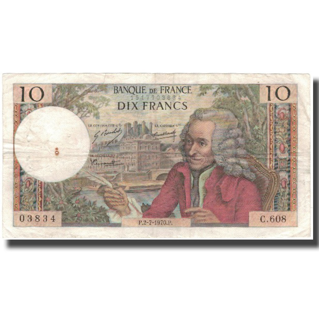 Frankreich, 10 Francs, Voltaire, 1970, 1970-07-02, SS, Fayette:62.45, KM:147c