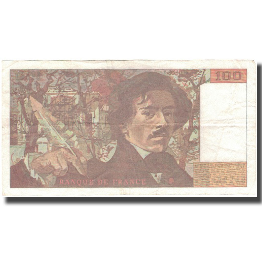 Francia, 100 Francs, Delacroix, 1993, BB+, Fayette:69bis.8, KM:154g