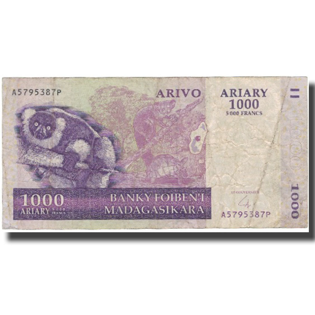 Biljet, Madagascar, 1000 Ariary, 2004, KM:89a, TB+