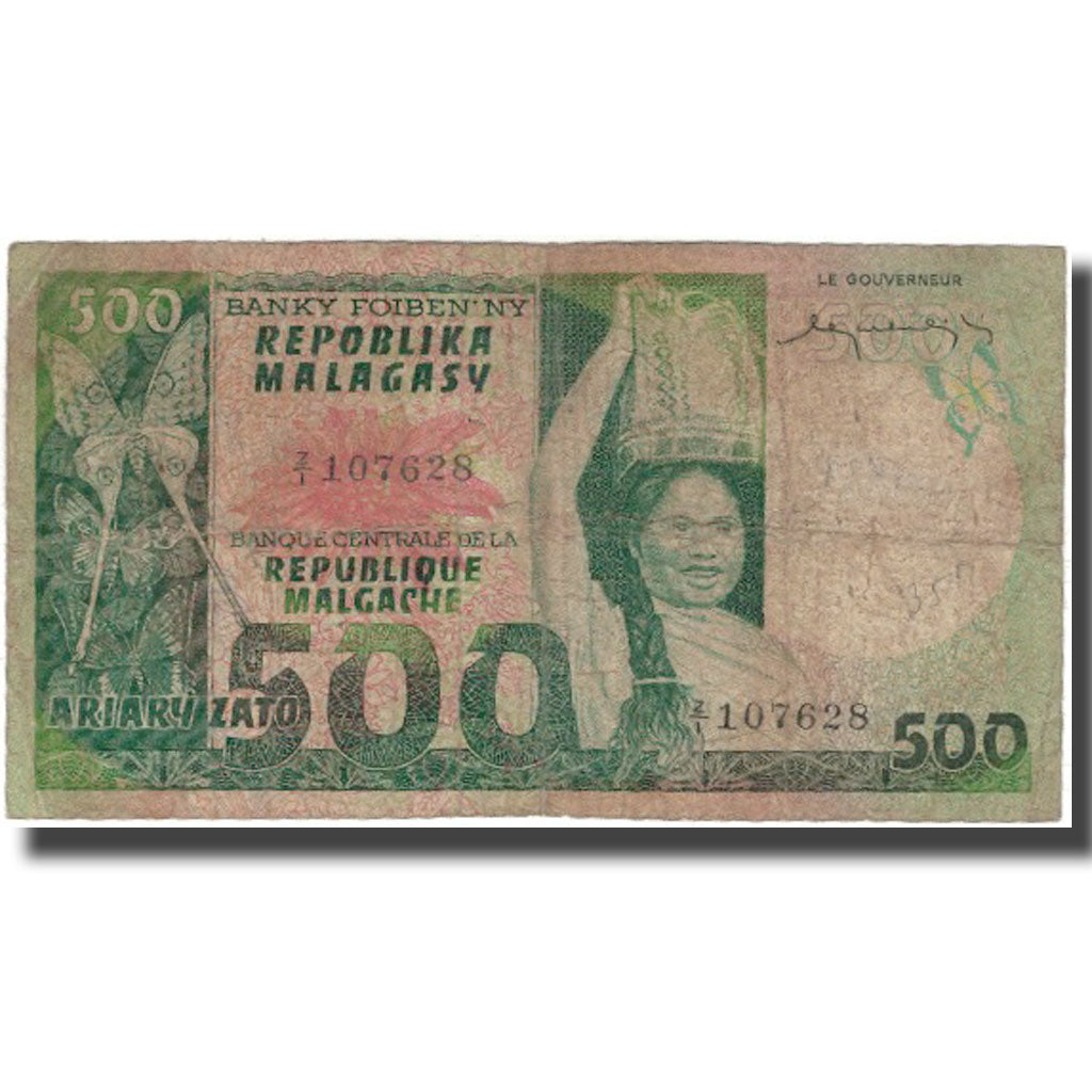 Banknote, Madagascar, 500 Francs = 100 Ariary, KM:64a, VF(20-25)
