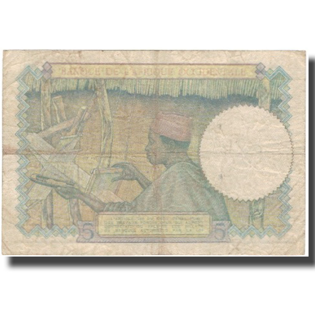 Banknote, French West Africa, 5 Francs, 1942, 1942-02-24, KM:25, VF(20-25)