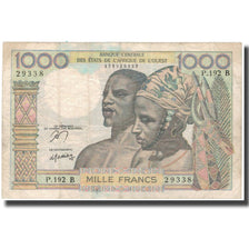 Banknote, West African States, 1000 Francs, KM:203Bm, VF(20-25)