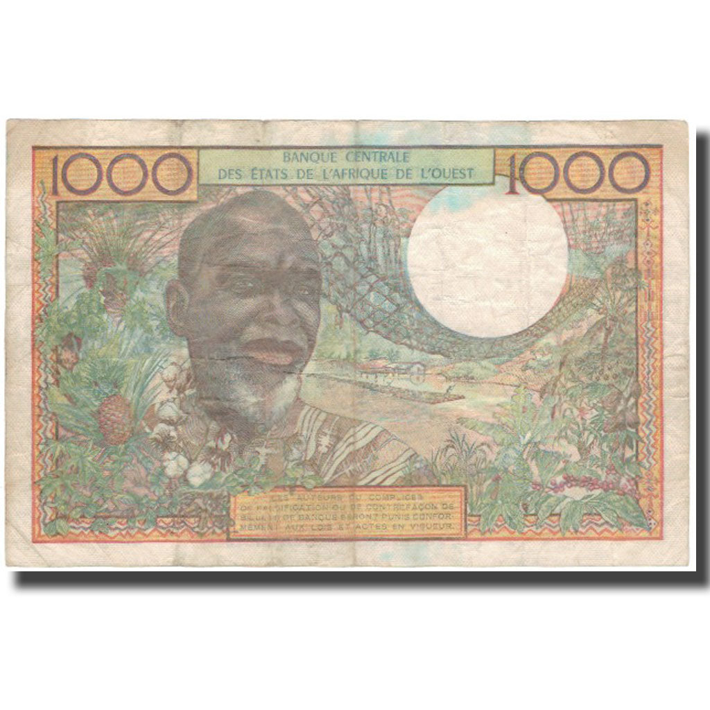 Banknote, West African States, 1000 Francs, KM:203Bm, VF(20-25)