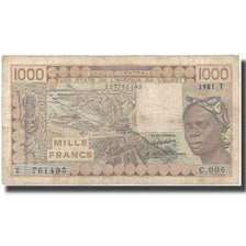 Banknote, West African States, 1000 Francs, KM:807Tb, VF(20-25)