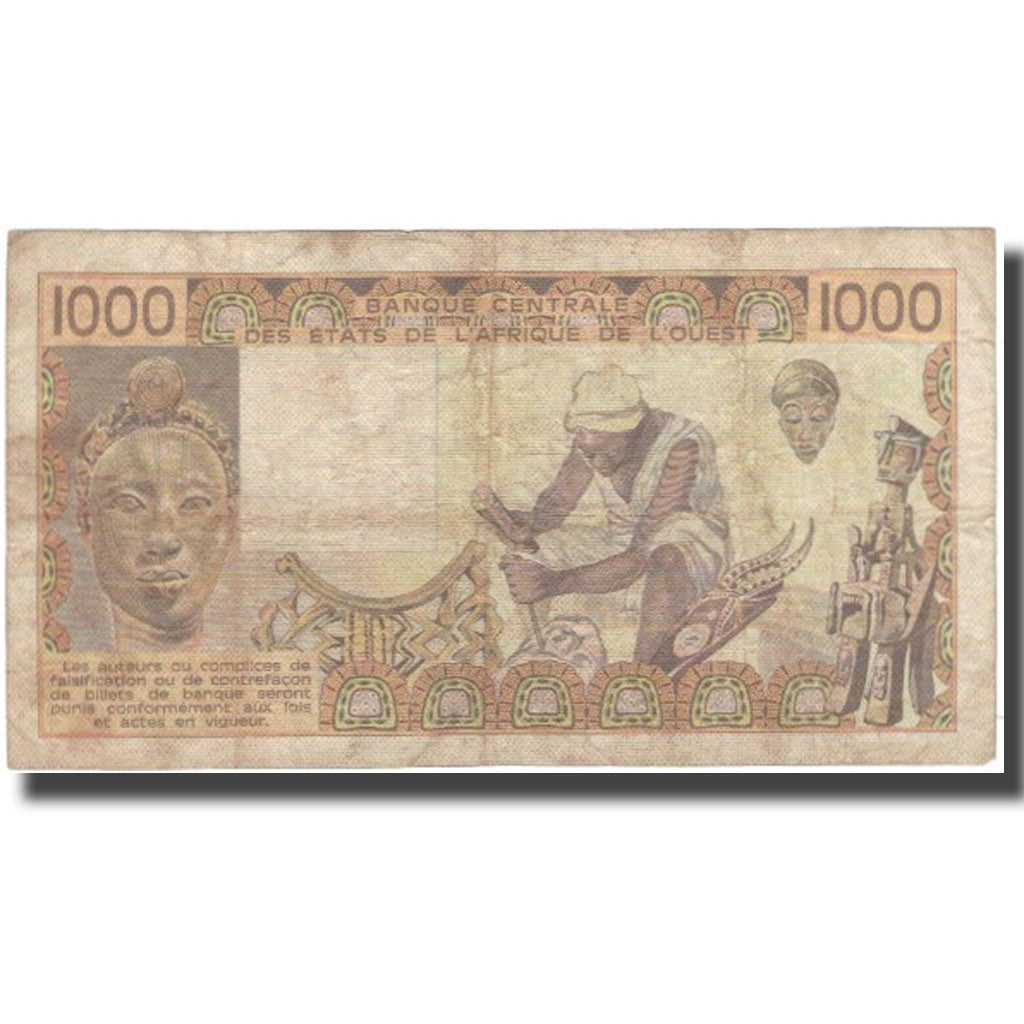 Banknote, West African States, 1000 Francs, KM:807Tb, VF(20-25)