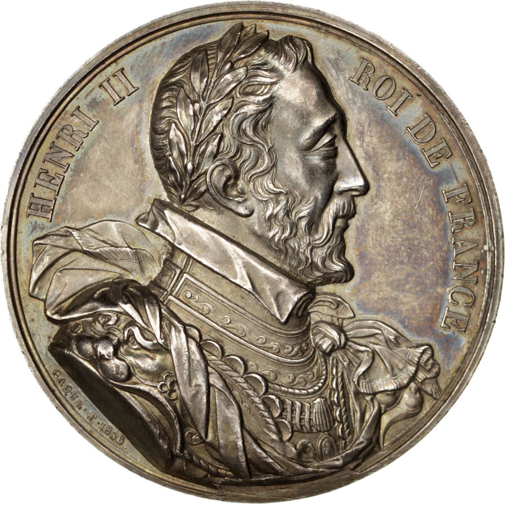 FRANCE, History, Henry II, Medal, 1836, AU(55-58), Caqué, Copper, 51, 73.00