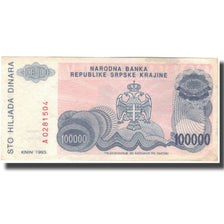 Biljet, Kroatië, 100,000 Dinara, 1993, KM:R22a, TTB