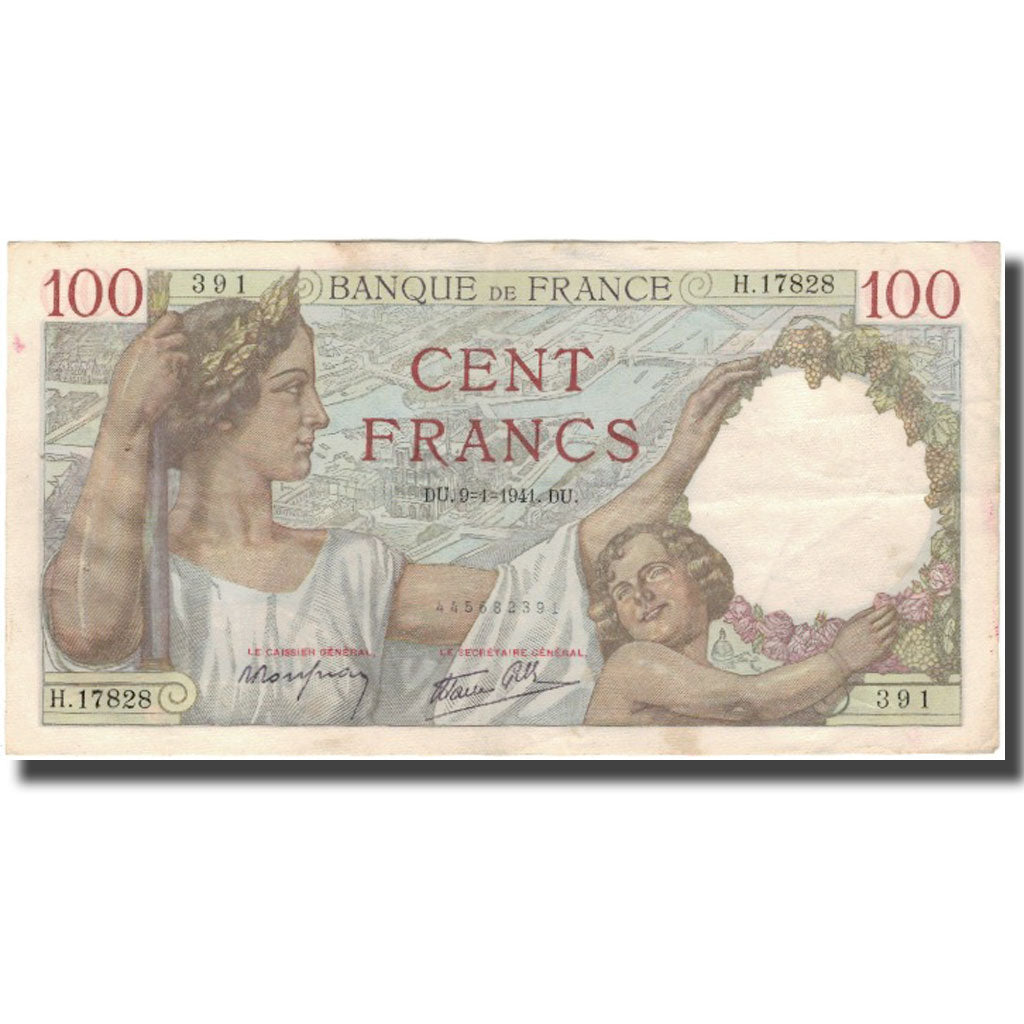 Frankreich, 100 Francs, Sully, 1941, 1941-01-09, SS, Fayette:26.44, KM:94