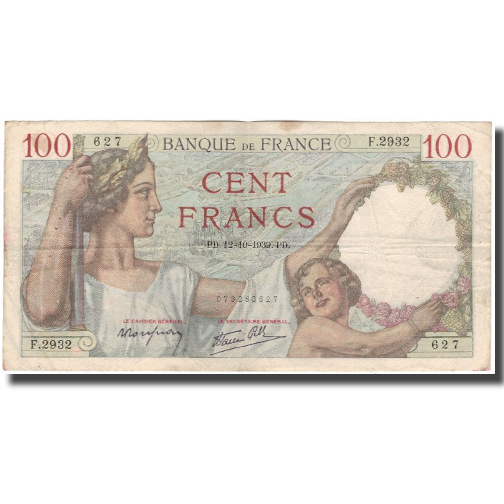 Francja, 100 Francs, Sully, 1939, 1939-10-12, VF(30-35), Fayette:26.10, KM:94
