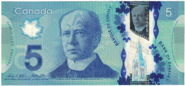 Nota, Canadá, 5 Dollars, 2013, AU(55-58)