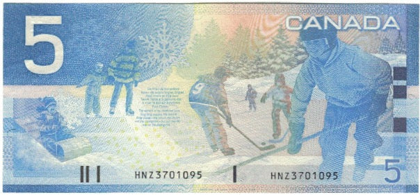Geldschein, Kanada, 5 Dollars, 2002, UNZ
