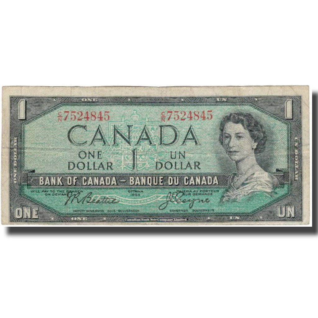 Banknote, Canada, 1 Dollar, 1954, KM:66b, VF(30-35)